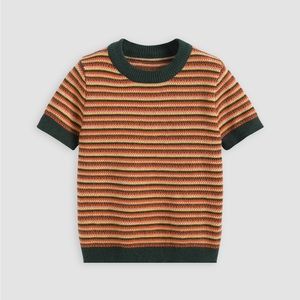 (SOLD) Knitted Striped Short Sleeve Top